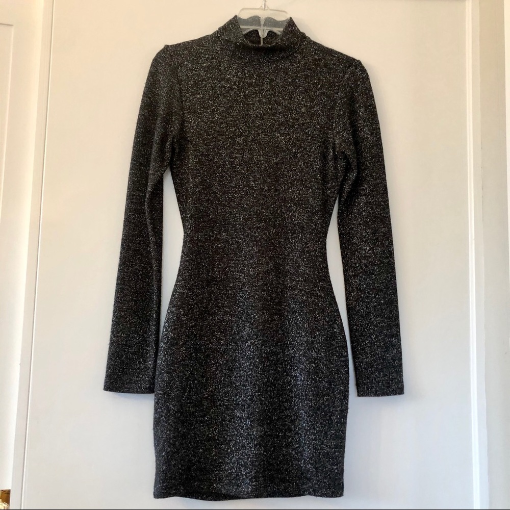 Zara Sparkly Long Sleeve Dress w/ Open Back